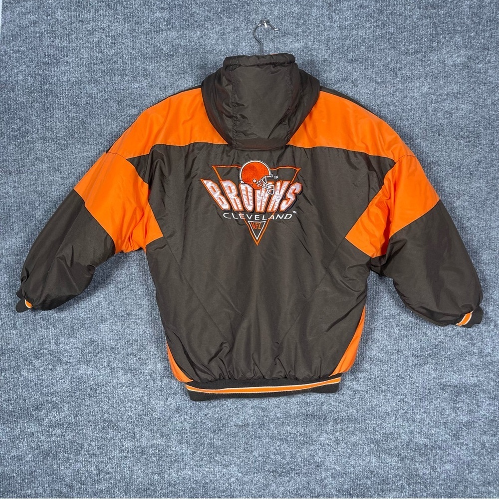 Logo 7 Team NFL Cleveland Browns Kid Medium 12-14 90s Vintage Hooded Puffer Coat